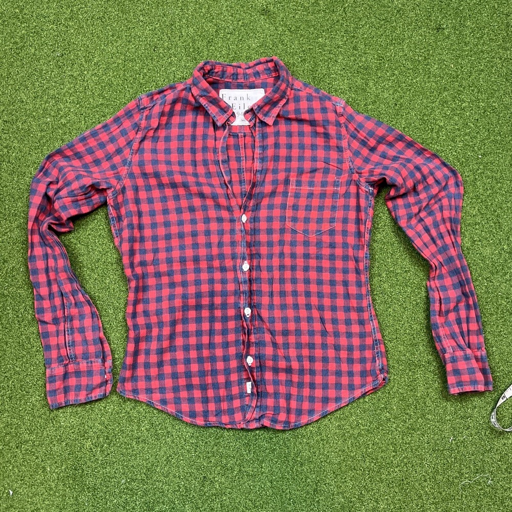 Frank & Eileen Barry Women's Size XS Red Check Pattern Long Sleeve Button Shirt